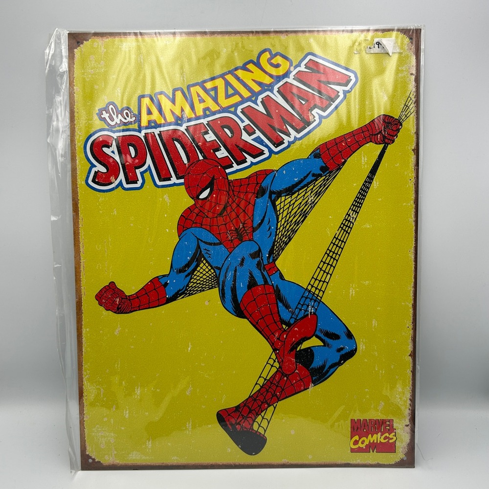 Marvel Amazing Spider-Man Vintage Blockbuster Metal Sign Original Stan Lee 2007